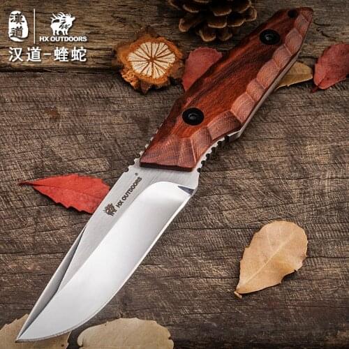 HX OUTDOORS Fixed Blade Knife Camping Tool Rosewood Handle 5Cr15Mov Blade Hunting Rescue knives Survival Outdoor Tools Dropship