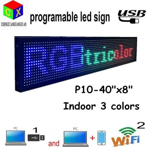 P10 SMD Wifi Programmable Moving Message BGR 3 colors LED Sign Board for Store window advertising Led Display business