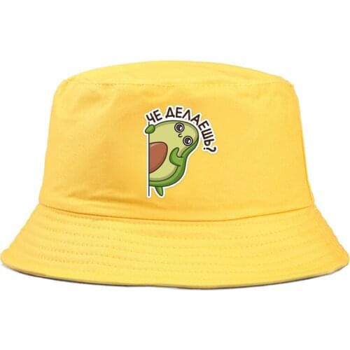 Custom Printed Cartoon Avocado Bucket Hat men Cotton Fishing Hunting Cap Outdoor Beach Fisherman Panama Womens Bucket Hat