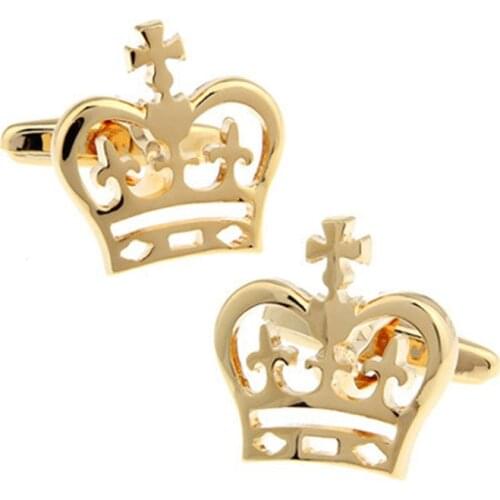 Hollow Crown Cufflinks Mens Unisex Gifts Daily Business Suit French Shirts Cuff Buttons Classic High-quality Golden Cuff Links