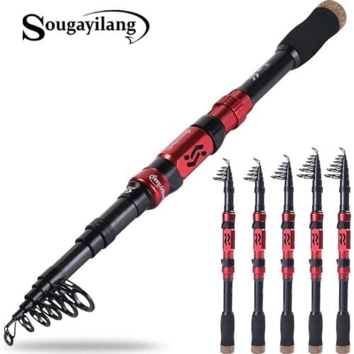 Sougayilang Portable 1.8-2.4m Telescopic Fishing Rods UltraLight Weight Carbon Fiber Fishing Pole for Saltwater Freshwater