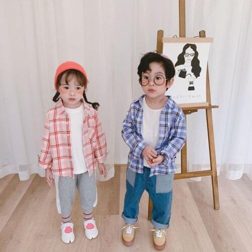 Toddler Kids Shirts Casual Korean Plaid Long Sleeve Tops For Girl Kid Clothing Children Boy Shirts 1 2 3 4 5 6 7 Years 2020 New