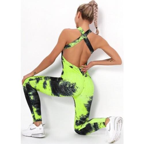 Backless Sports Jumpsuit Woman Sleeveless Gym Clothing 2021 Sport Overalls Honeycomb Yoga Suit Fitness Workout Clothes