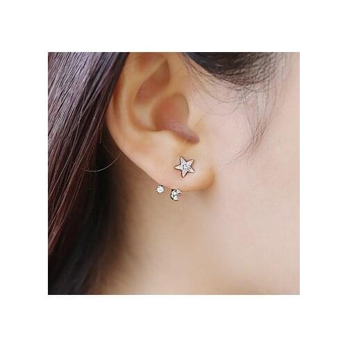 New Design Wedding Jewelry Luxury Clear Zircon Earrings Elegant 925 Sterling Silver Star Stud Earrings For Women