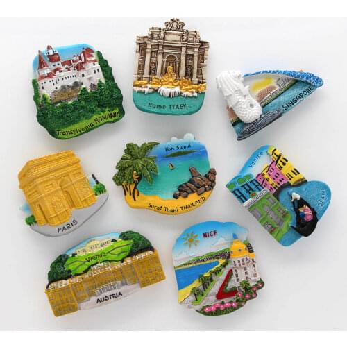 Thailand tourist magnet refrigerator 3d magnets Italy fridge magnets Paris Austria Singapore France nice Romania home decor gift