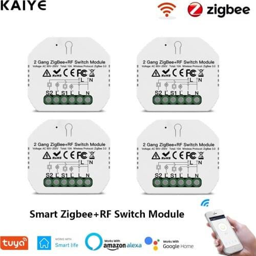Tuya ZigBee3.0 Smart Light Switch Relay Module 1/2/3 Gang Smart Life/Tuya Control 2MQTT Setup With Alexa Google Home Yandex