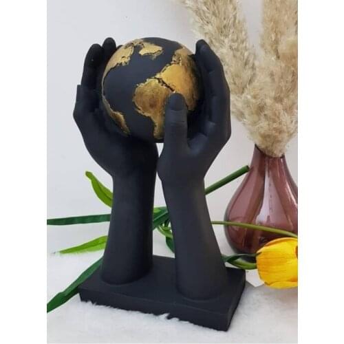 EU HOME DECORATION AROSE WORLD HOLDING HANDS GOLD BLACK HOME OFFICE DECOR