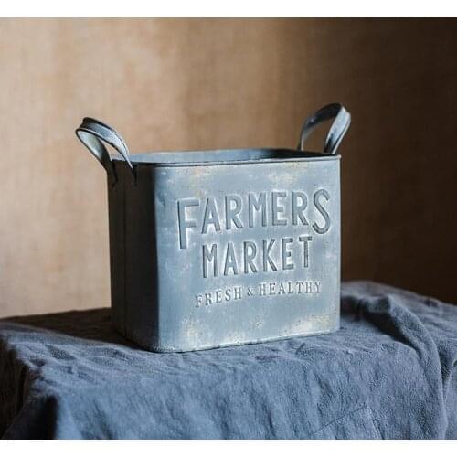 Farm vintage retro metal planter flower pot