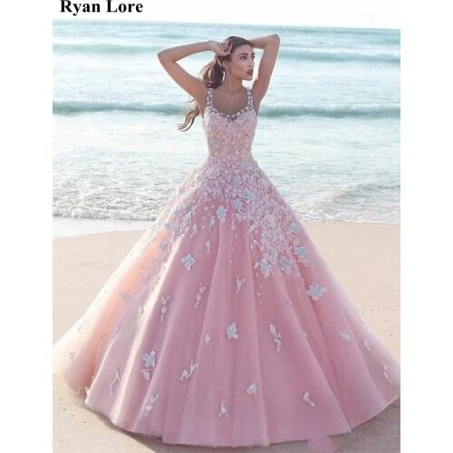 Pink Ball Gown Quinceanera Dresses 2020 Elegant Night Party Prom Gowns Women Sleeveless Fairy Puffy Formal Long Robe De Soiree