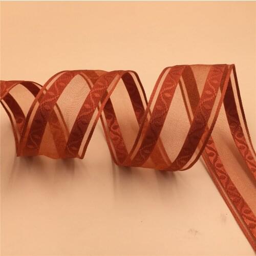 1.5 Inch X 25yards Wired Orange Organza Ribbon with Jacquard Edges for Gift Box Wrapping N2190