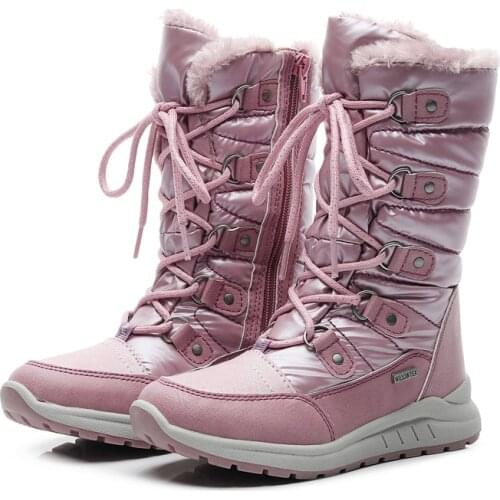 NEW Fashion 1pair Waterproof Snow Boots Ski Children Boot girl Leather Winter Warm Kid girl Boot