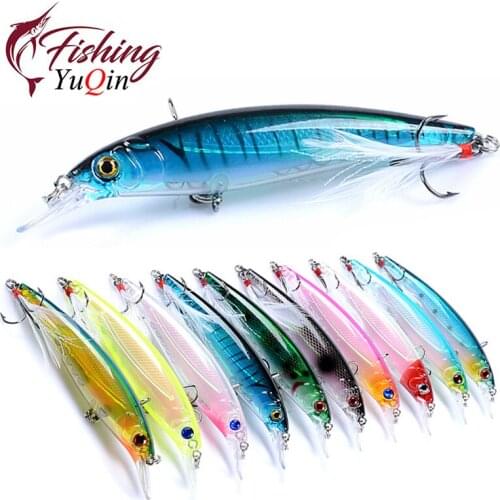 1pcs 7g 9cm Minnow Fishing Lure Bionic 3D Eyes Laser Hard Artificial Bait with Feather Hook Fish Lures Sea Fishing Bait Pesca