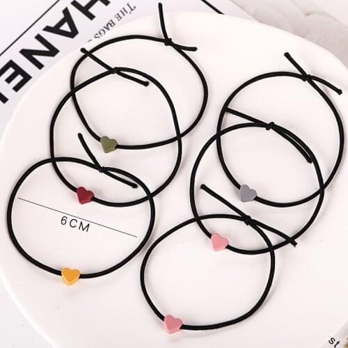 2pcs Heart Plaid Star Button Elastic Hair Bands Rubber Hair Rope Tie Girls Hair Scrunchie Ponytail Holder Gum Accessories