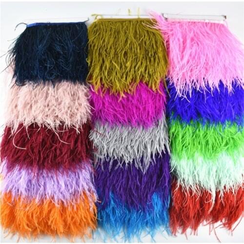 5Meters Real Ostrich Feather Trim Width 10-15CM Ostrich Feathers Fringe Trim Ribbon Feathers for Crafts Skirt Plume Decoration