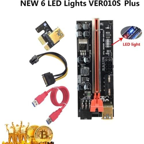 5pcs Newest VER009 USB 3.0 PCI-E Riser VER 010S Express 1X 4x 8x 16x Extender Pcie Riser Adapter Card SATA 15pin To 6 Pin Power