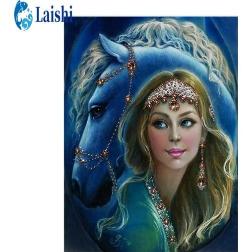 5D Diamond Painting Abstract blue moon girl full round Diamond Embroidery Cross Stitch Kit Mosaic Picture Gift Bedroom Decoratio