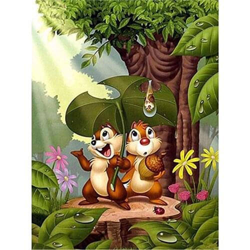 5D DIY Full Round/Square Diamond Painting Cartoon Squirrels 3D Embroidery Cross Stitch Rhinestone Mosaic Home Decor Gift Yy108