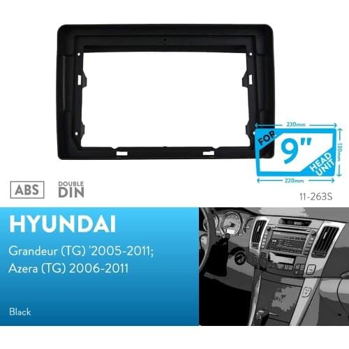 9 inch Car Fascia Radio Panel for Hyundai Grandeur (TG) 2005-2011; Azera (TG) 2006-2011 Facia Dash Kit Bezel 9inch Plate Adapter