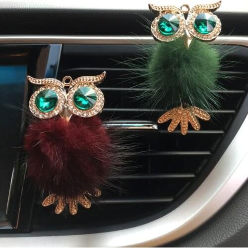 Diamond Fur Owl Car Air Freshener Auto Outlet Perfume Clip Car Accessories 1XCF