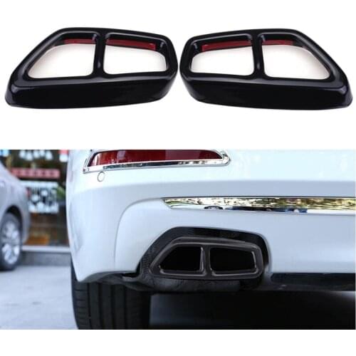 AU05 -Stainless Steel Car Rear Dual Exhaust Muffler Pipe Cover Trim Exhaust Muffler Panel For-BMW 5 Series G30 G31 2017 2018