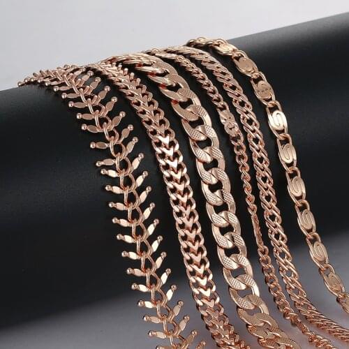 17 Style Fashion Jewelry 20inch 24inch Long Chains Men Women Necklace 585 Rose Gold Color Jewelry
