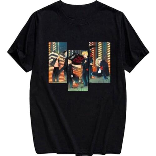 CLOOCL Anime Tokyo Revengers Black Cotton T-Shirt 3D Printed Casual Tees Hip Hop Harajuku Style Black Cotton Tees Clothes Tops