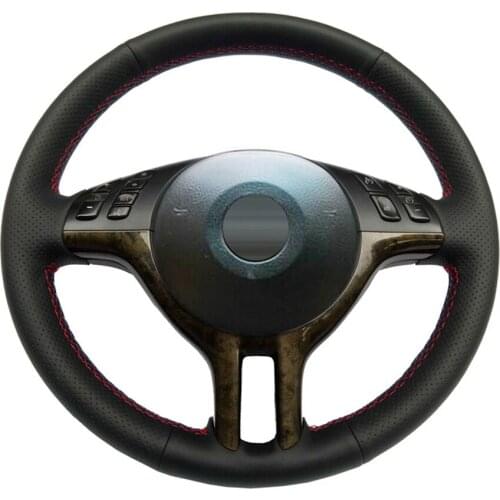Black PU Faux Leather DIY Car Steering Wheel Cover for BMW 3 Series E46 2000-2006 5 Series E39 2000-2003 E53 X5 Z3 E36 2000-2002