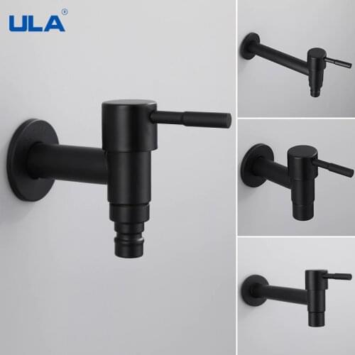 Black Faucet Washing Machine 304 Stainless Steel Faucet Explosion Proof Single Cold Water Tap for Mop Pool Angle Valve Water