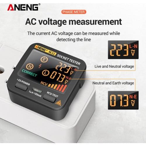 ANENG AC11 Digital Smart Socket Tester Circuit Polarity Phase Check Voltage Plug Outlet Switch Detector US/UK/EU/AU Plug