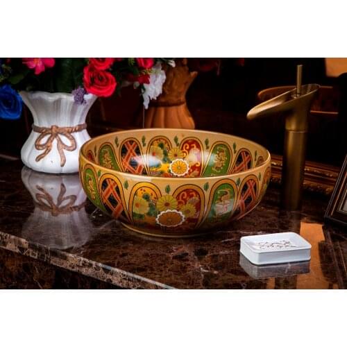 Decorative Cloakroom Counter Top hair washing sink bathroom wash basin ceramic bowl