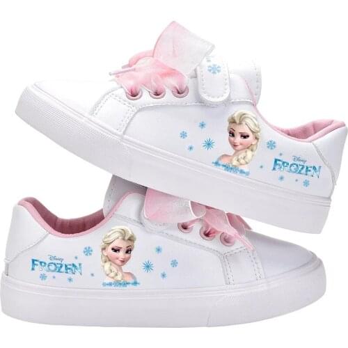 2021 Disney Children Frozen Princess Sophia Girls Casual Shoes PU Non-slip Soft Bottom Sports Shoes Sneakers Kids Shoes For Girl