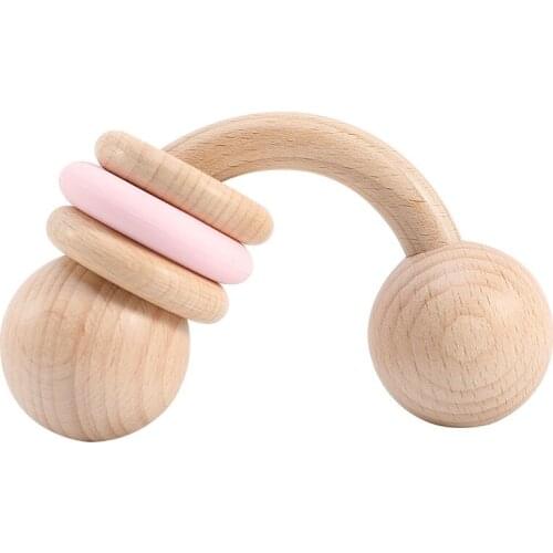 Baby wooden teether 2 pieces half ring beech wooden toy beech wood gum baby toy