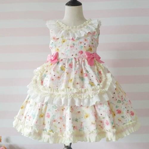 Kids Spanish Dress For Girls Baby lolita Princess floral Bow Cotton Children lolita Birthday Party ball gown dress