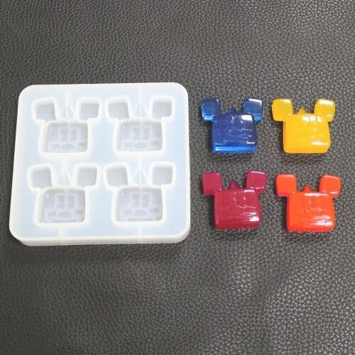 DIY Crystal Epoxy Mould Square Head Mickey Mould Mirror Pendant Resin Silicone