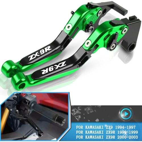 For Kawasaki ZX9R ZX-9R zx 9r 1998-2003 Motorcycle Aluminum Foldable Brake Clutch Levers HandleGrips Accessories ZX9 1994-1997