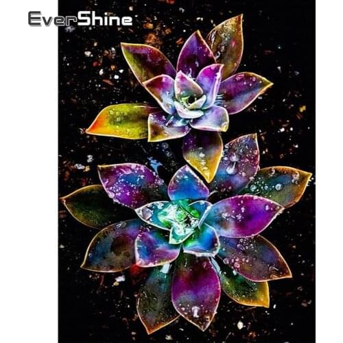 EverShine 5D DIY Diamond Painting Flowers Cross Stitch Diamond Embroidery Succulents Hot Sale Handmade Gift Home Decoration