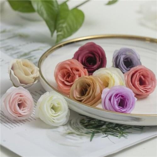 10pcs Simulation Camellia Wedding Arrangement Rose Flower Bride Hand Flower Corsage Making Flower Rose Wreath with Flower Head