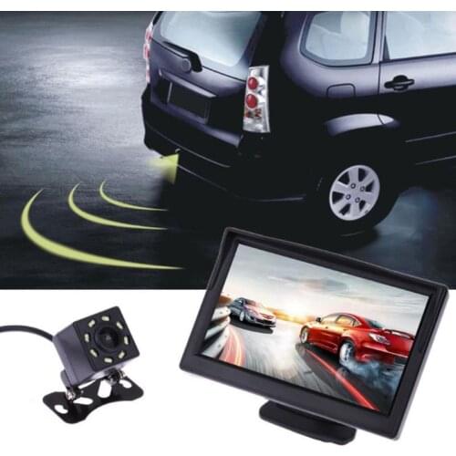 5 inch LCD Screen Monitor Suction Cup Car Rearview Reverse Backup Cam Parking Camera