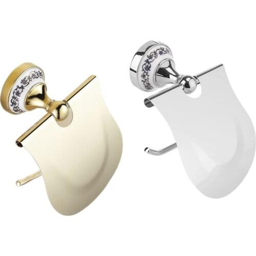 Classic Bathroom Toilet Roll Paper Holder With Baffle Waterproof Wall Mounted Blue And White Porcelain Pattern