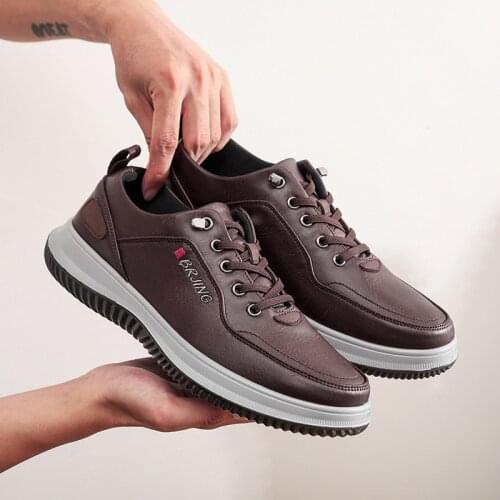 2021 Fall New Mens Shoes Business Casual Shoes Breathable Waterproof Soft Sole Dad Single Shoes Lace-up Mens Shoes