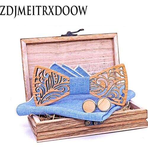 Mens Maple Ties Wood Engrave Striped Jacquard Woven Geometric Tie+Hanky+Wood box Set For Formal Wedding Business Party