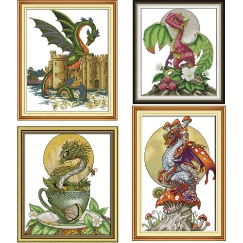 Cross stitch kits dinosaur DIY 11CT Printed Canvas DMC Cross Stitch Fabric Chinese Counted Cross Stitch Pattern DIY Needlework