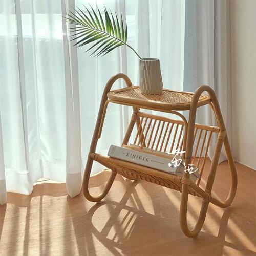 Japanese ins style natural rattan weaving small tea table tables for living room end table in living room furniture sofa table