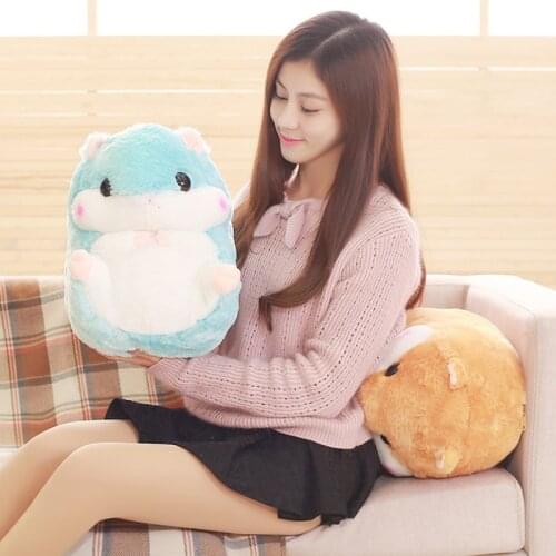 NEW 3 In1 Kawaii Hamster Plush Toy Cute Cushion Soft Toy Pillow With Plaid Inside Blanket Doll Birthday Gifts Hand Pocket