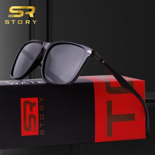 STORY Men Polarized Sunglasses UV400 Lens High Quality Brand Designer Square Frame Classic Sun Glasses Male Goggles