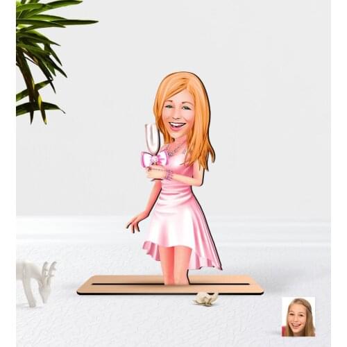 Personalized Women 'S Caricature Of Wood Biblo-41