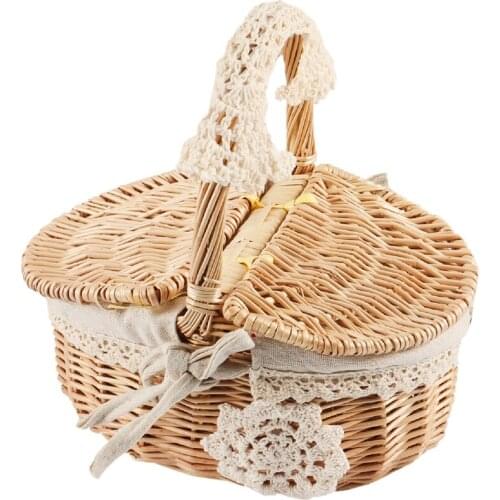 Hand Made Wicker Basket Wicker Camping Picnic Basket Shopping Storage Hamper and Wooden Wicker Picnic Basket