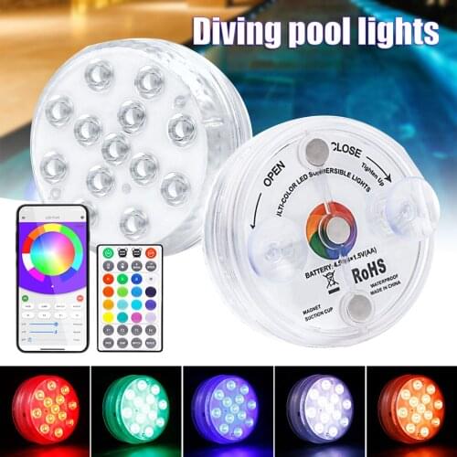 Submersible LED Pool Lights Waterproof Underwater Bathtub RGB Light with 16 Colors with Remote Control and Suction Cups can CSV