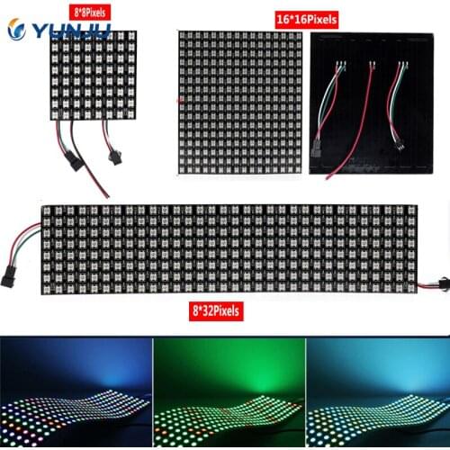 5050 RGB WS2812 Full Color Display Board DC5V 8*8 / 16*16 /8*32 64 256 LEDs Flexible Pixel Panel Screen