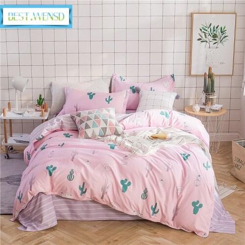 Bedclothes Quilt Cover Bedsheet Pillowcase 3/4pcs/set Bedclothes Pastoral Style Cactus Bed Polyester /Cotton Kids Bedding Set